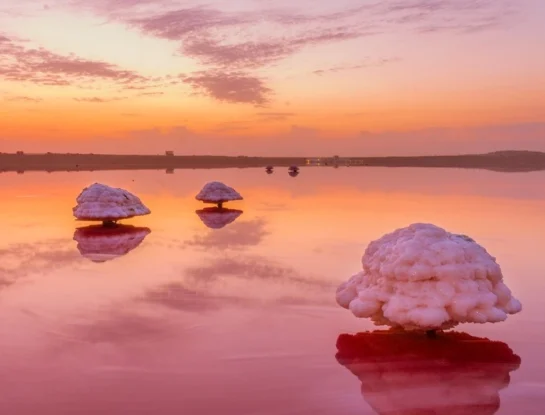 Lago Masazir: el curioso lago rosa de Azerbaiyán que tiene "nubes" de sal y parece de cuento