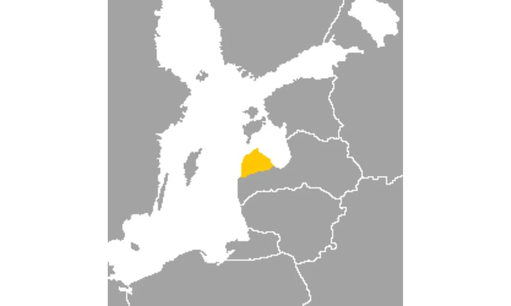 En amarillo, la zona de Europa donde se hablaba en livonio.