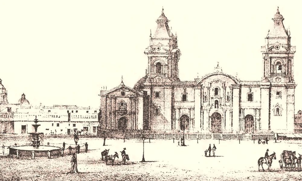 Foto antigua de la Catedral de Lima.