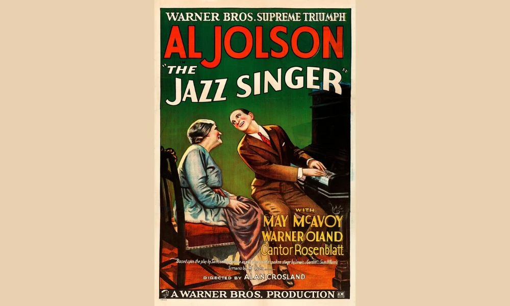 Portada de The Jazz Singer, la primera película sonora de la historia.