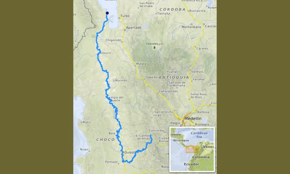 Trazado del río Atrato.