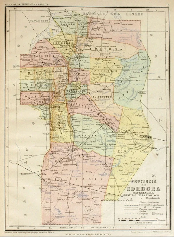 Córdoba: así se veía la provincia en un mapa de 1888