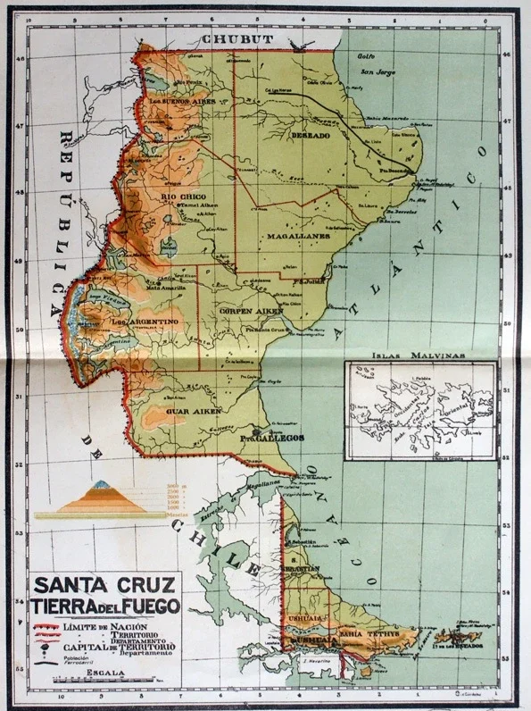 Mapa de Santa Cruz y Tierra del Fuego