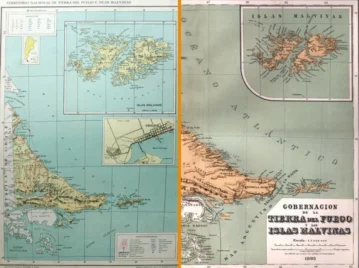 Dos mapas, un reclamo: cómo se representaban Tierra del Fuego y las Islas Malvinas hace más de un siglo en dos mapas con 61 años de diferencia