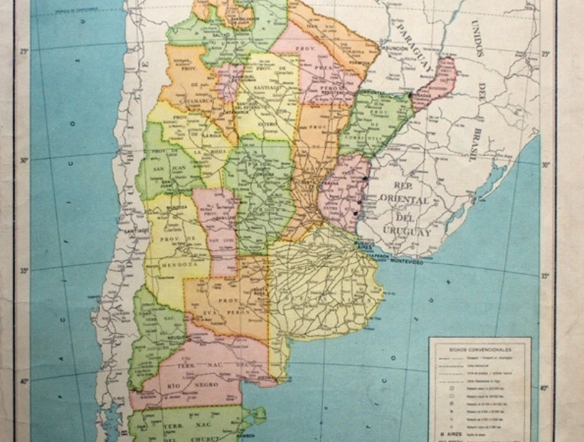 Mapa de Argentina: el documento histórico que muestra el cambio de nombre de las provincias Presidente Perón y Eva Perón