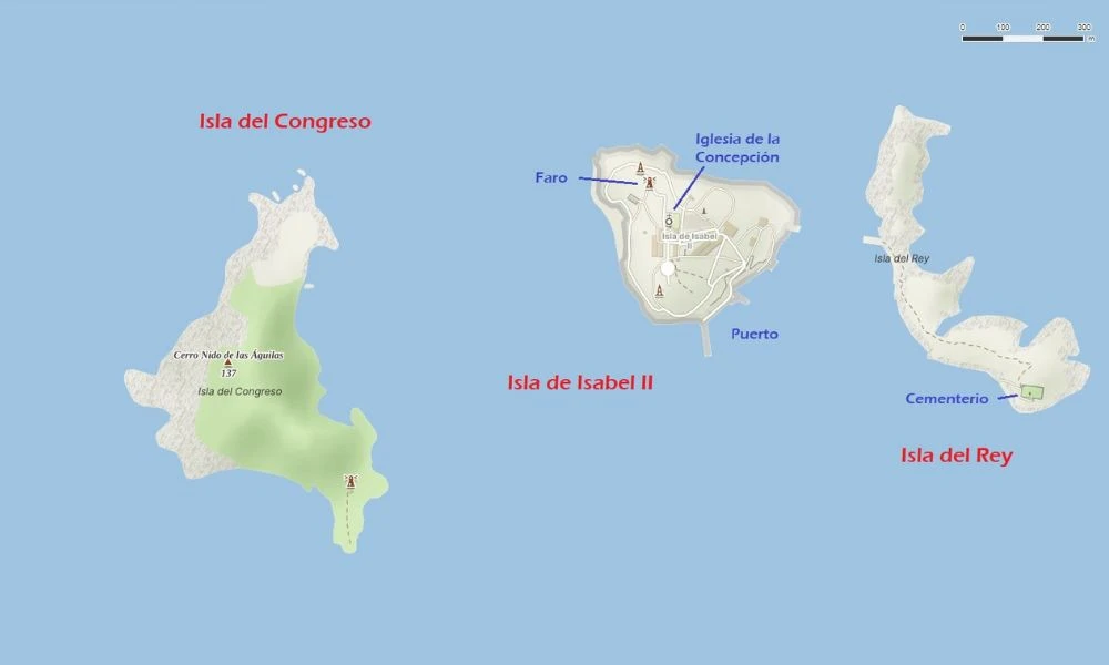 Mapa de las Islas Chafarinas.
