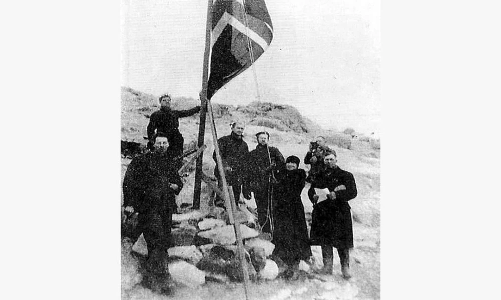 Foto de su llegada a la Antártida.