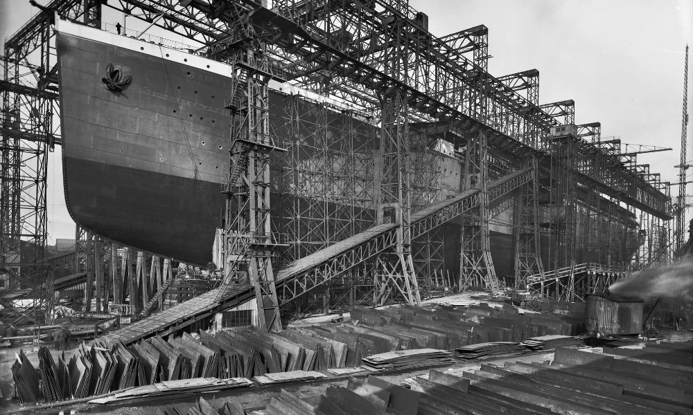 El HMHS Britannic en construcción.
