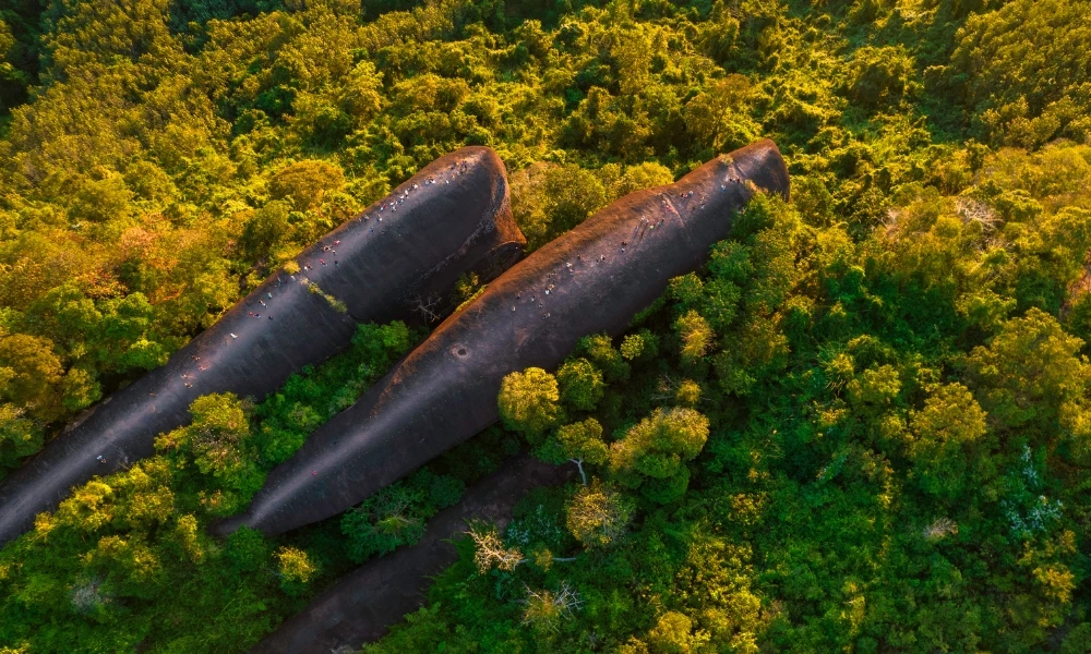 Roca de las Tres Ballenas: el curioso paisaje de Tailandia que tiene 75 millones de años y parece una familia de cetáceos en pleno bosque