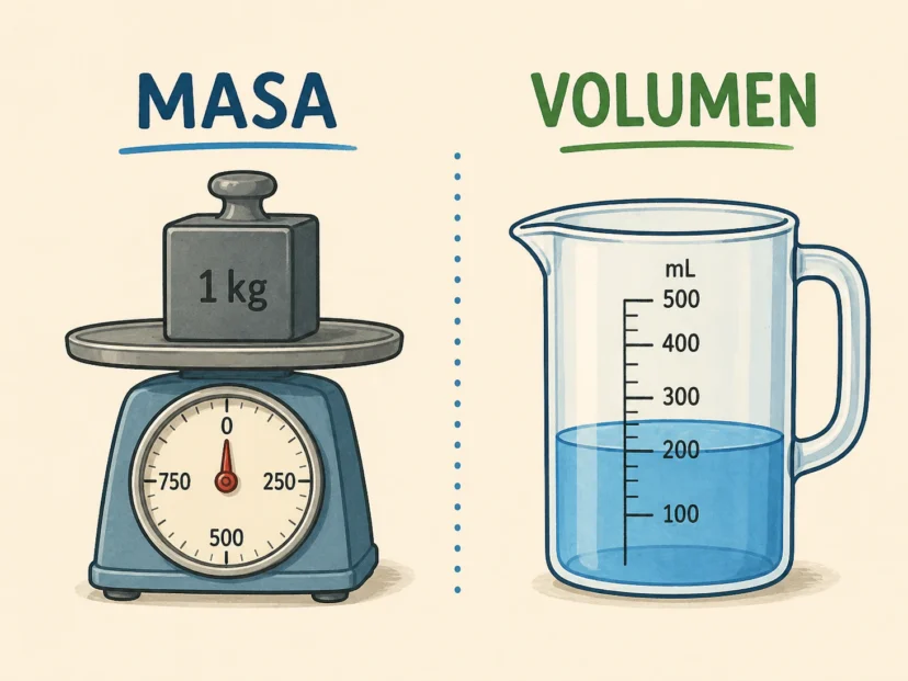 Diferencias entre masa y volumen: definición y ejemplos fáciles