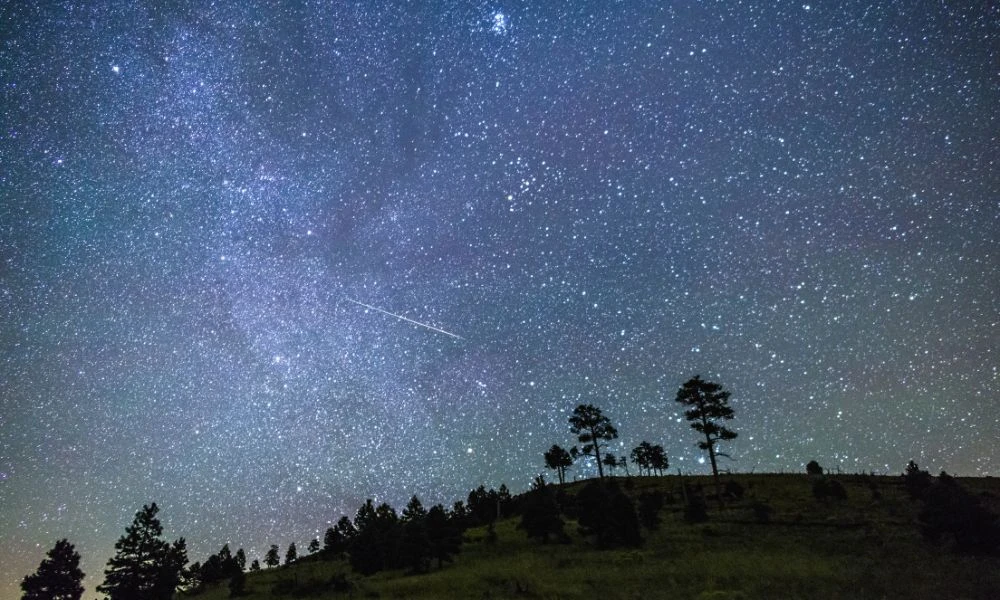 Cielo con lluvia de meteoros.