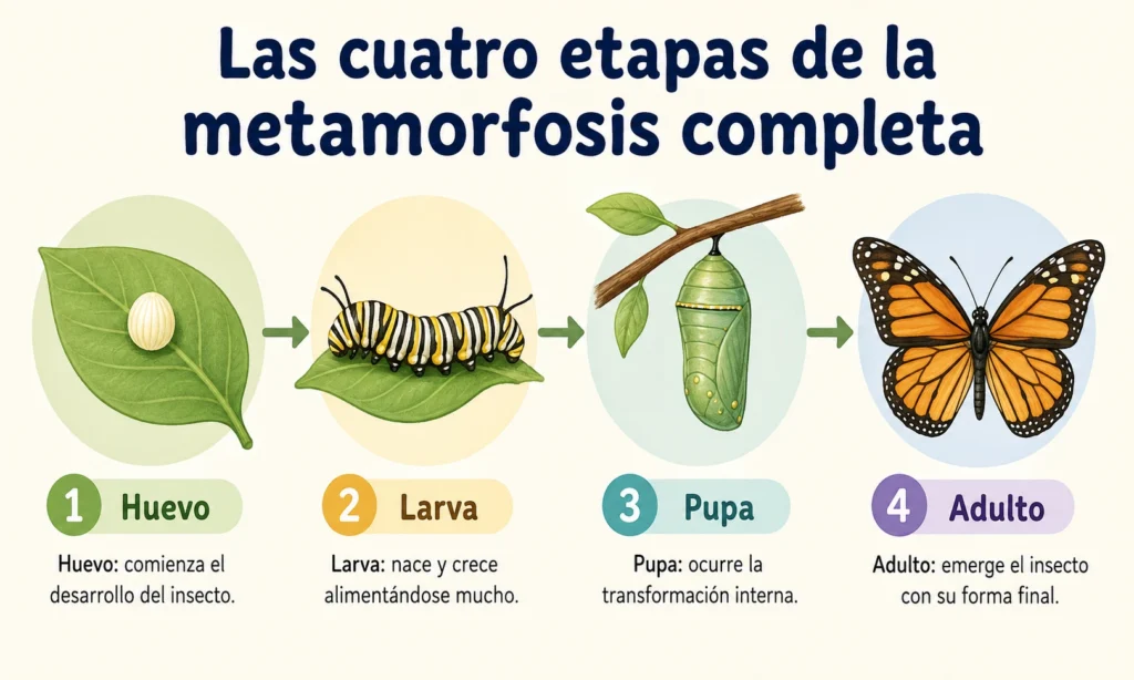 etapas de la metamorfosis completa