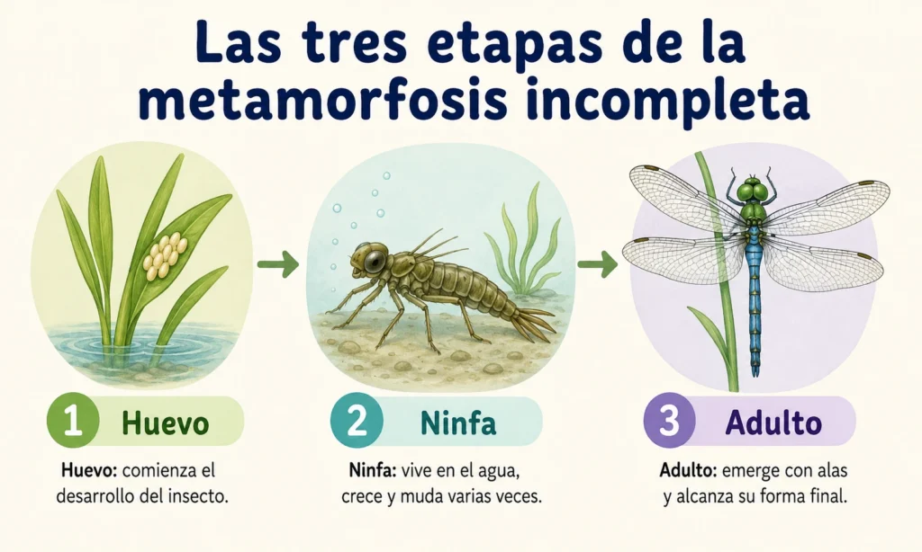 etapas de la metamorfosis incompleta
