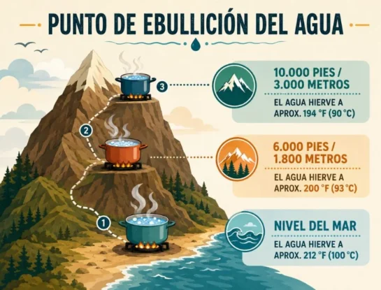 ¿Por qué el agua hierve a menor temperatura en las montañas?