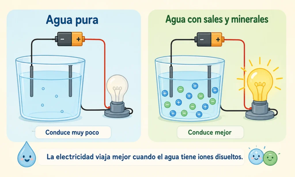 ¿Por qué el agua es buena conductora de electricidad?
