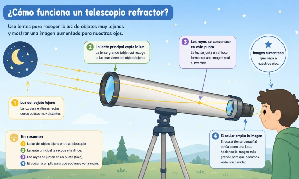 cómo funciona un telescopio