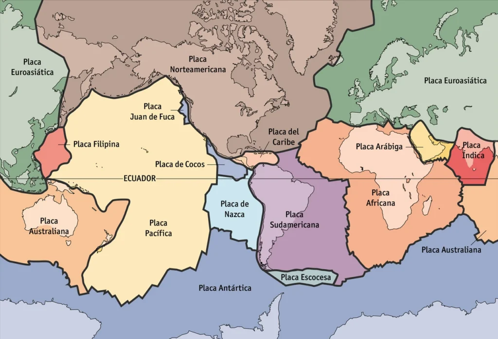 mapa de las placas tectónicas del mundo