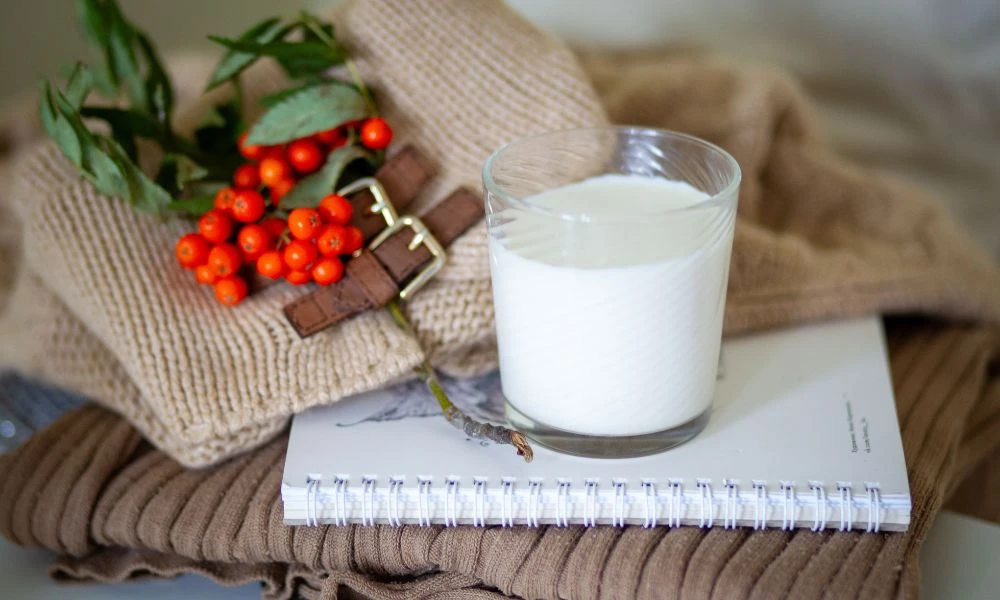 Leche en vaso.