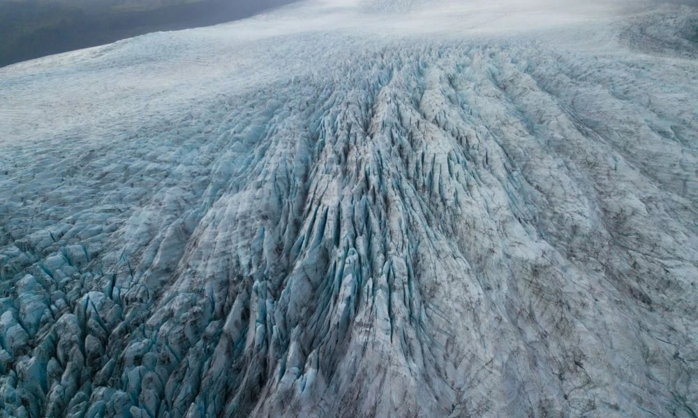 Vista aérea de un glaciar.